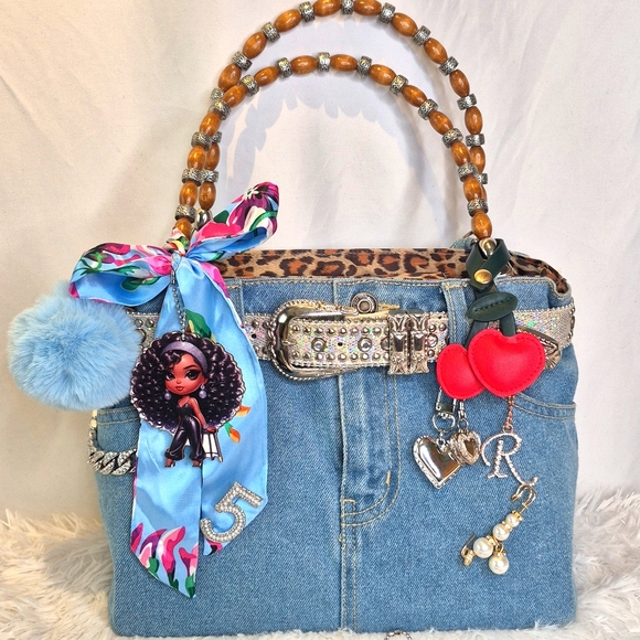 Stylish Denim and Leopard Print Women's Bag - Picture 3 of 9